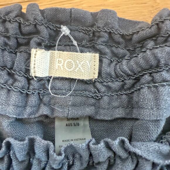 Roxy Oceanside Linen Blend Wide Leg Lounge Low Rise Boho Pants Gray Small - Picture 4 of 6